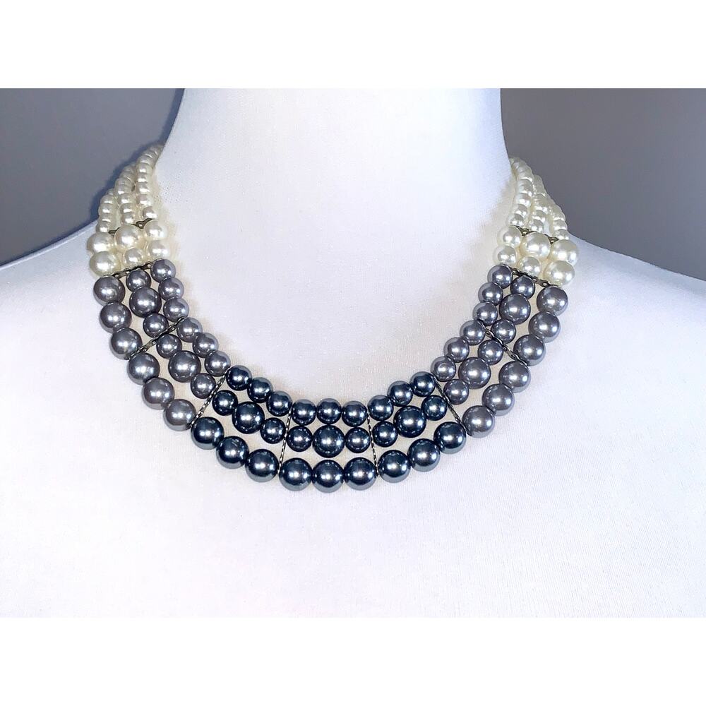 Multistrand Ombre Faux Pearl Collar Choker Statement Necklace